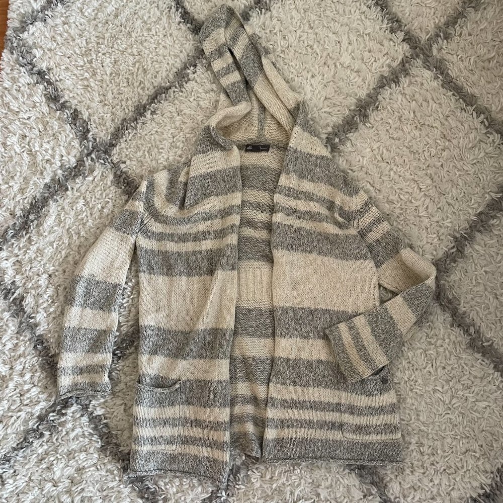 Eddie Bauer Open front hooded stripped cardigan